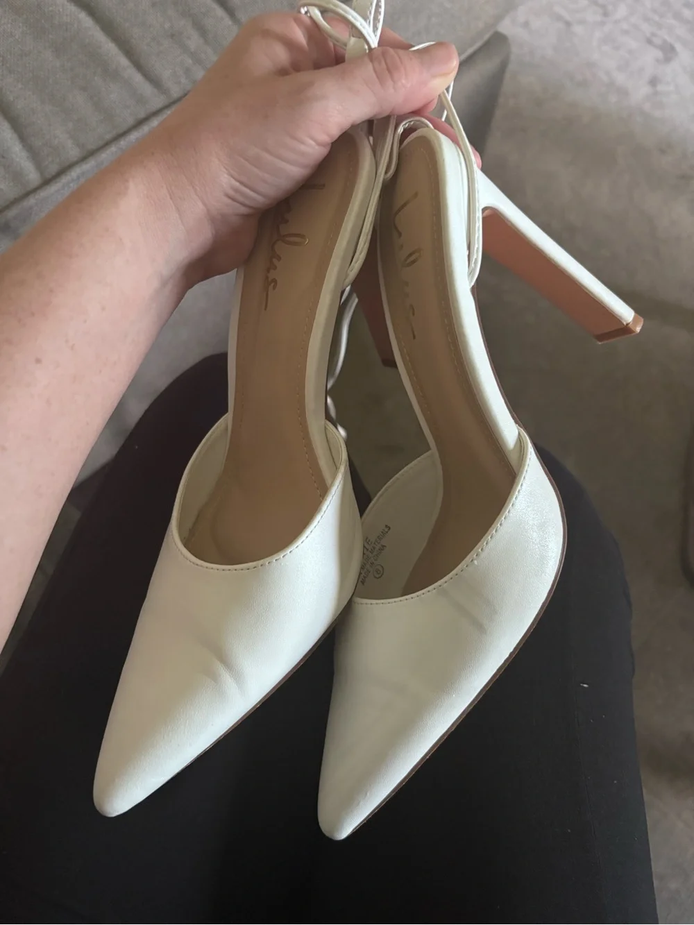 Lulu's White Lace-Up Pointed Toe High Heels